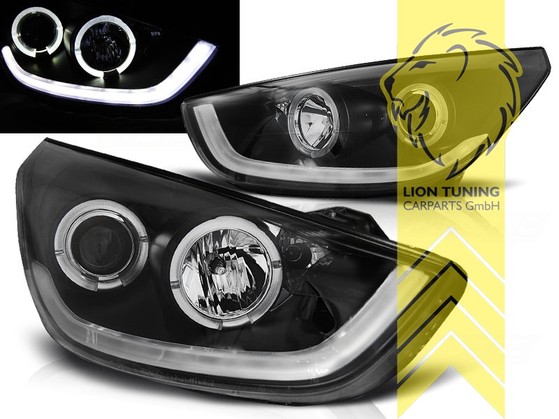 Halogen, schwarz, Abblendlicht H7 / Fernlicht H1, Blinkerbirnen BAU15S, elektrisch verstellbar - Stellmotor wird vom Original übernommen, Eintragungsfrei / mit E-Prüfzeichen