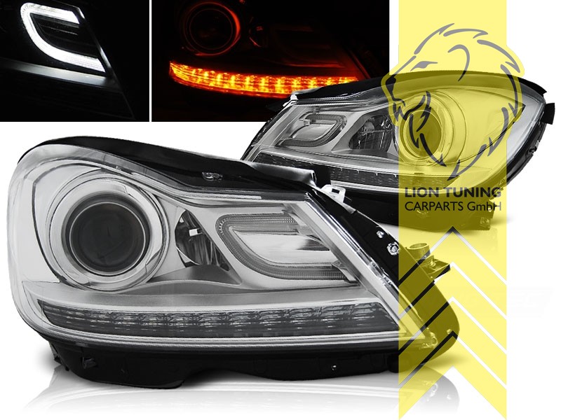 Liontuning Tuningartikel Fur Ihr Auto Lion Tuning Carparts Gmbh Tfl Optik Scheinwerfer Mercedes Benz W204 S204 C Klasse Led Tagfahrlicht Chrom