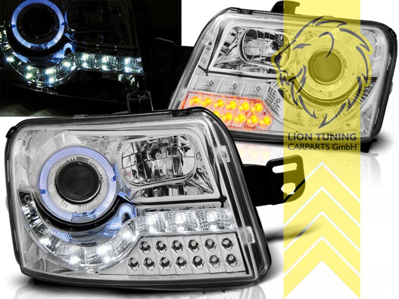 mit LED Blinker, Halogen, chrom, Bitte VOR dem Kauf Stecker vergleichen - siehe Bilder, Abblendlicht H1 / Fernlicht H1, elektrisch verstellbar - Stellmotor integriert, Eintragungsfrei / mit E-Prüfzeichen