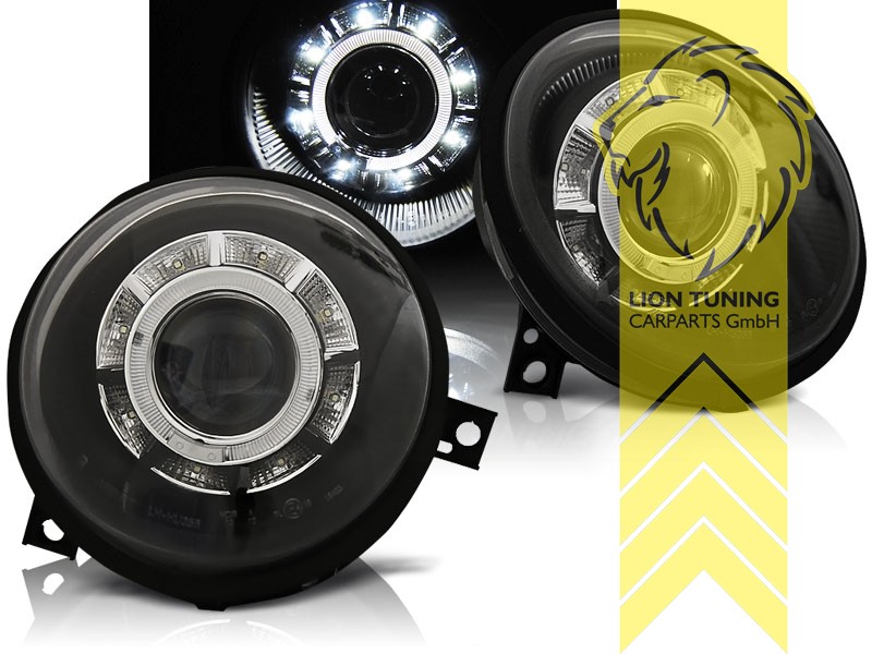 Halogen, schwarz, Abblendlicht und Fernlicht in einer Linse H9, elektrisch verstellbar - Stellmotor wird vom Original übernommen, Eintragungsfrei / mit E-Prüfzeichen