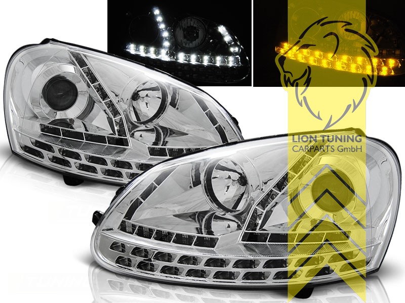 mit LED Blinker, Halogen, chrom, Abblendlicht H7 / Fernlicht H1, elektrisch verstellbar - Stellmotor integriert, Eintragungsfrei / mit E-Prüfzeichen