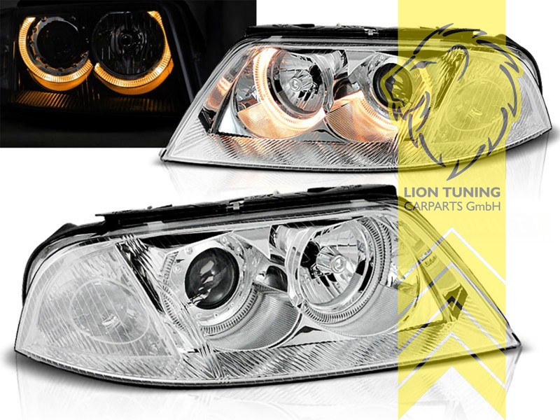 Halogen, chrom, gelb Halogen, Abblendlicht H7 / Fernlicht H7, Blinkerbirnen BAU15S, elektrisch verstellbar - Stellmotor wird vom Original übernommen, Eintragungsfrei / mit E-Prüfzeichen