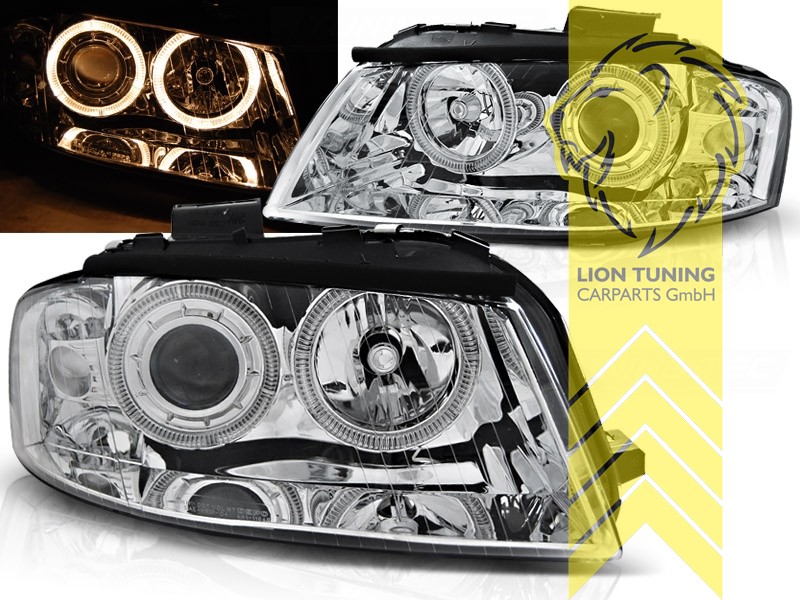 Liontuning - Tuningartikel für Ihr Auto  Lion Tuning Carparts GmbH DEPO  Angel Eyes Scheinwerfer Audi A3 8P chrom
