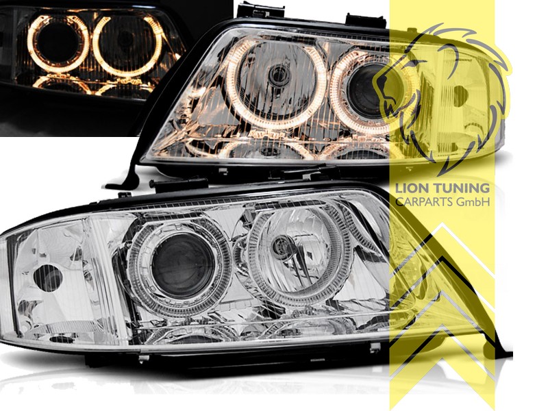 Xenon, HID, chrom, gelb Halogen, für Fahrzeuge mit Original Xenon, Abblendlicht D2S / Fernlicht H7, Blinkerbirnen BAU15S, elektrisch verstellbar - Stellmotor wird vom Original übernommen, Eintragungsfrei / mit E-Prüfzeichen