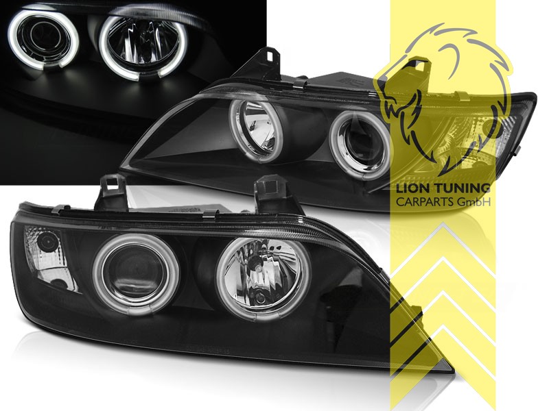 Halogen, schwarz, weiß CCFL, Abblendlicht H1 / Fernlicht H1, Blinkerbirnen BAU15S, elektrisch verstellbar - Stellmotor wird vom Original übernommen, Nicht für Fahrzeuge mit PDC vorne geeignet, Eintragungsfrei / mit E-Prüfzeichen