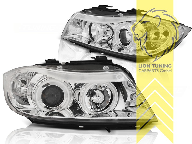 Liontuning - Tuningartikel für Ihr Auto  Lion Tuning Carparts GmbH CCFL Angel  Eyes Scheinwerfer BMW E90 Limousine E91 Touring chrom