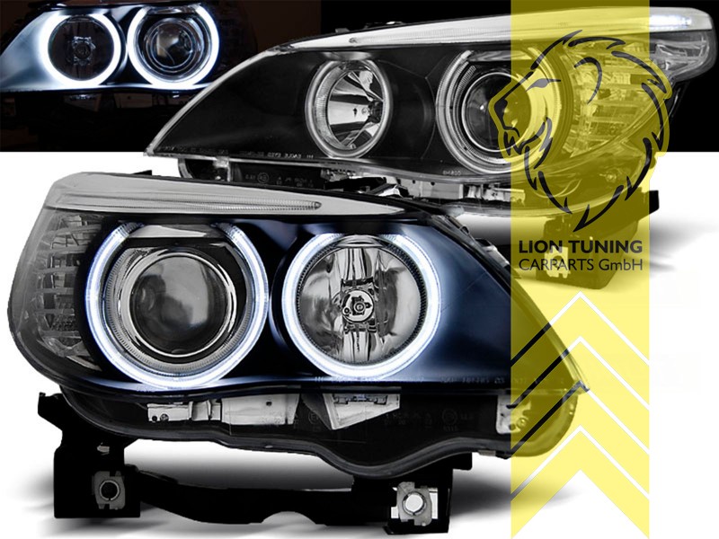 Halogen, schwarz, weiß CCFL, nicht für Fahrzeuge mit Kurvenlicht, Abblendlicht H7 / Fernlicht H1, elektrisch verstellbar - Stellmotor integriert, Eintragungsfrei / mit E-Prüfzeichen