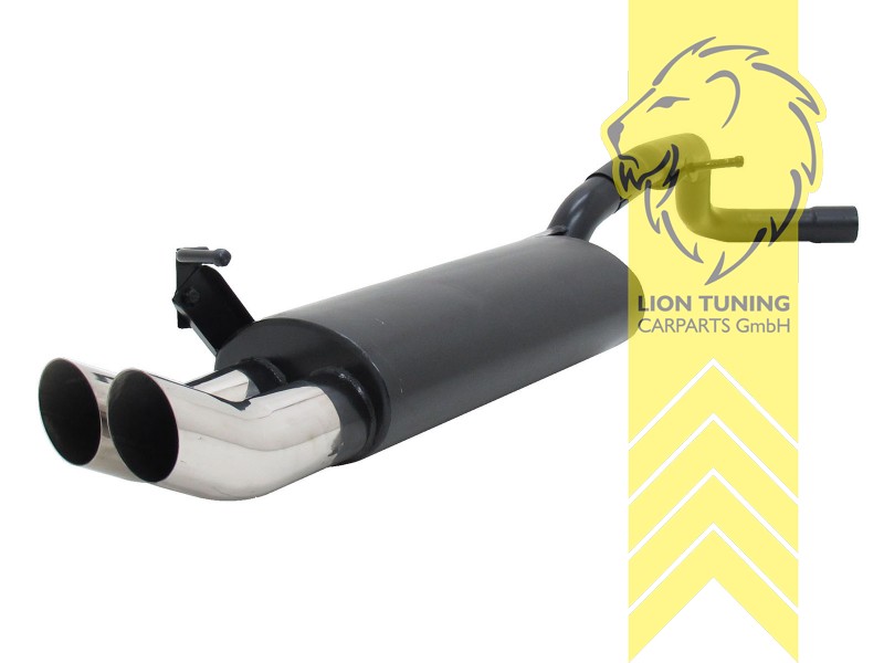 2 x 76 mm DTM Optik, Endrohr doppel, 76mm, Rund, nicht passend für 4-Motion, Edelstahl, 1.4 / 1.6 / 1.8 / 1.8T / 1.9TDI / 2.0, Eintragungsfrei / mit ABE