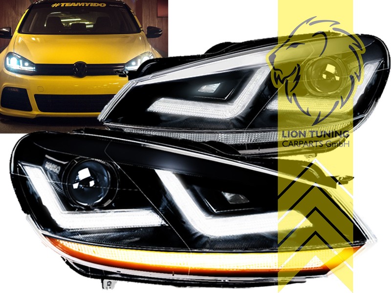 dynamischer LED Blinker, Xenon, HID, schwarz, Abblendlicht und Fernlicht in einer Linse D8S, Eintragungsfrei / mit E-Prüfzeichen, Eintragungsfrei / mit R87 Zulassung als Tagfahrlicht