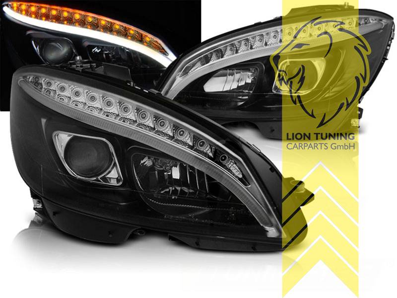 mit LED Blinker, Halogen, schwarz, Abblendlicht und Fernlicht in einer Linse H9, elektrisch verstellbar - Stellmotor integriert, Eintragungsfrei / mit E-Prüfzeichen