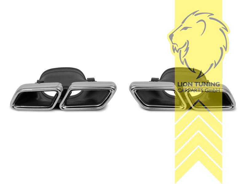 Endrohr duplex, chrom, Rechteckig, Edelstahl