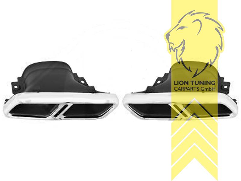 Endrohr duplex, chrom, Rechteckig, Geschlossene Optik, Edelstahl