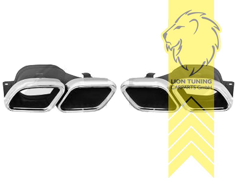 Endrohr duplex, chrom, Rechteckig, Edelstahl