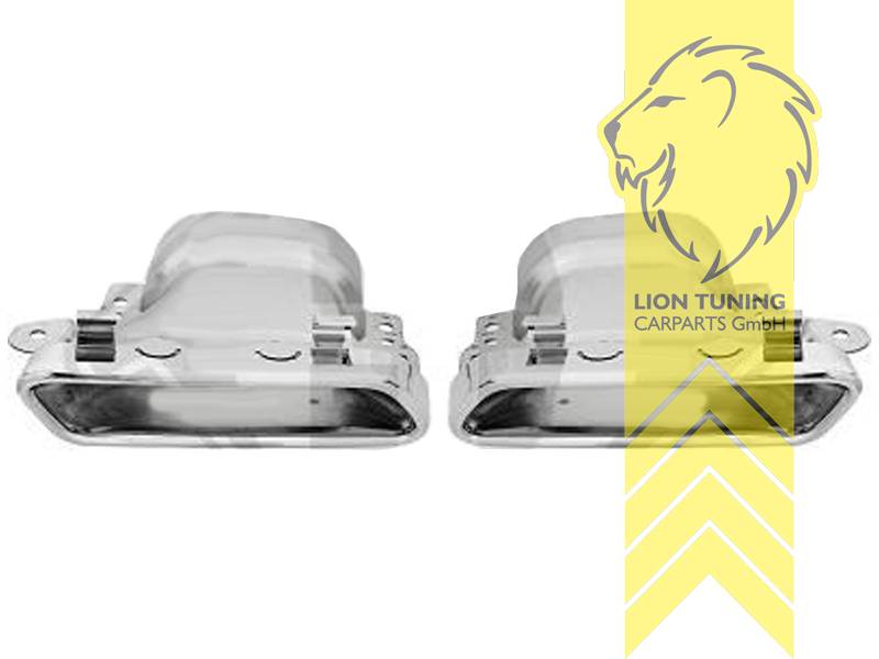 Endrohr duplex, chrom, Rechteckig, Edelstahl