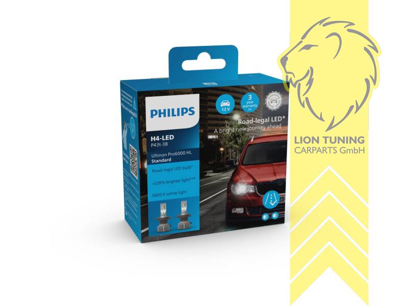 VOR dem Kauf Kompatibilität prüfen!, LED, H4, Eintragungsfrei / mit ABE