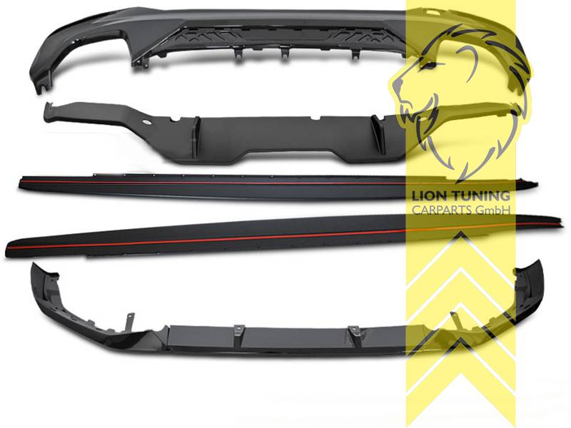 schwarz glänzend, Ersatzteile von äquivalenter Qualität für die Besitzer des Fahrzeugs (entspr. EU-Verordnung 46/2010), Die Frontlippe und der Heckansatz werden schwarz glänzend geliefert, die Schweller Leisten schwarz matt!, PP Kunststoff