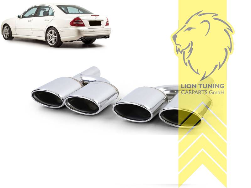 50mm, Endrohr duplex, chrom, Rund, 290mm, Edelstahl