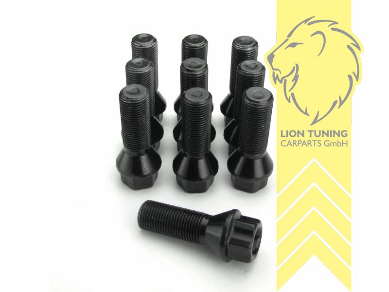 schwarz, 10.9, M14x1,25, Kegelbund, Metall / Stahl, 33 mm