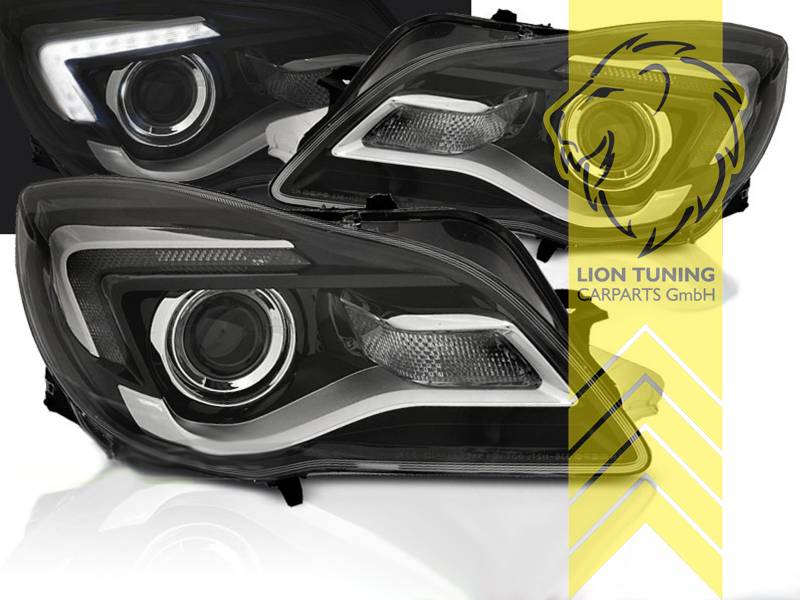 Liontuning - Tuningartikel für Ihr Auto  Lion Tuning Carparts GmbH  Scheinwerfer echtes TFL Opel Insignia LiomusineCaravan LED Tagfahrlicht  schwarz