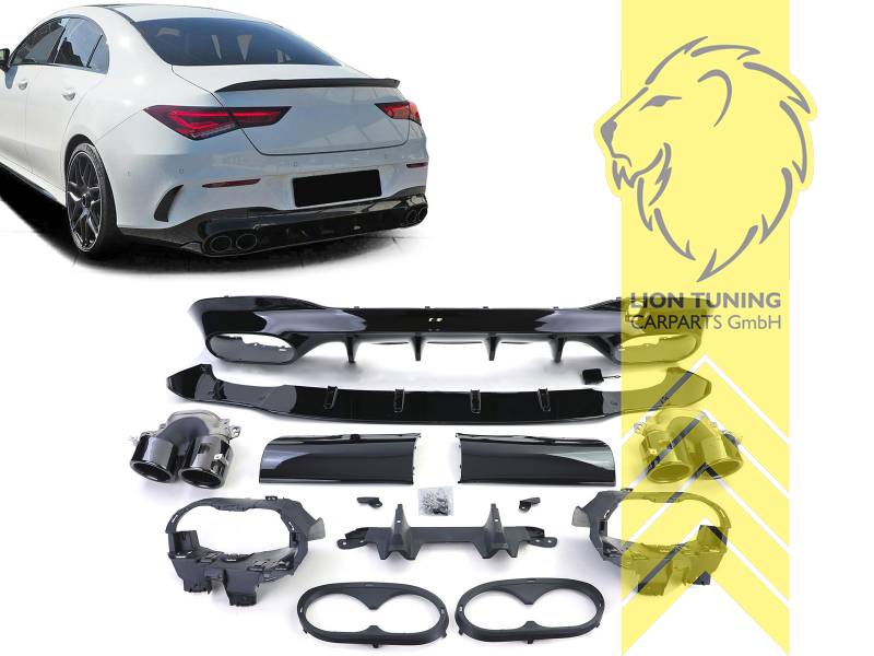 links und rechts, schwarz glänzend, nur passend für AMG Line Stoßstange, ABS Kunststoff, Eintragungsfrei / als Ersatzteil verwendbar