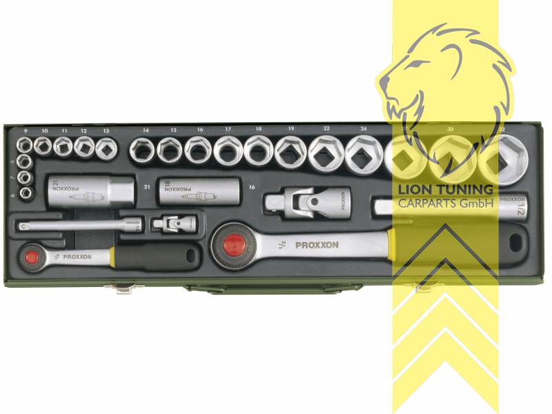 für 1/2 Zoll Vierkantantrieb (12,5 mm), für 1/4 Zoll Vierkantantrieb (6,3 mm), silber, 1/2 Zoll, 1/4 Zoll, Proxxon, Chrom-Vanadium-Stahl