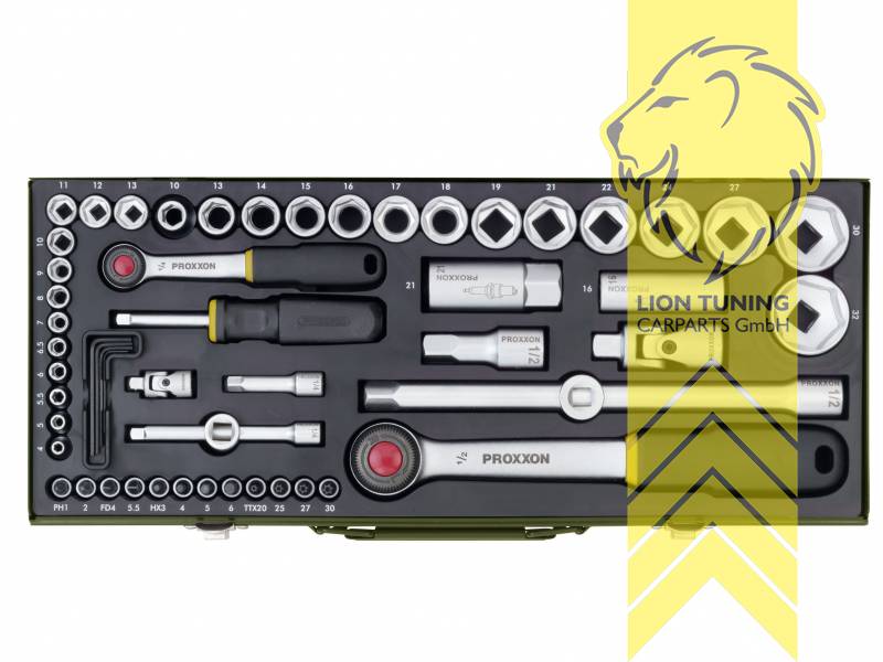 für 1/2 Zoll Vierkantantrieb (12,5 mm), für 1/4 Zoll Vierkantantrieb (6,3 mm), silber, 1/2 Zoll, 1/4 Zoll, Proxxon, Chrom-Vanadium-Stahl