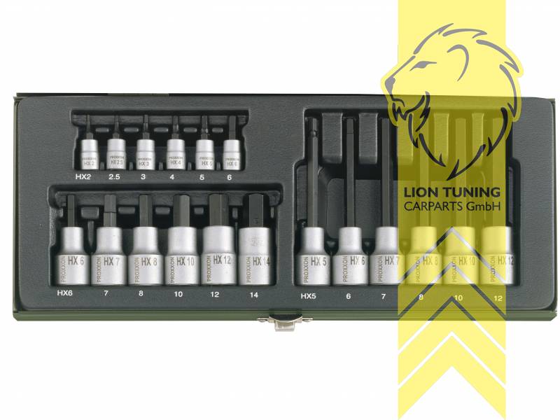 für 1/2 Zoll Vierkantantrieb (12,5 mm), für 1/4 Zoll Vierkantantrieb (6,3 mm), silber, 1/2 Zoll, 1/4 Zoll, Proxxon, Chrom-Vanadium-Stahl