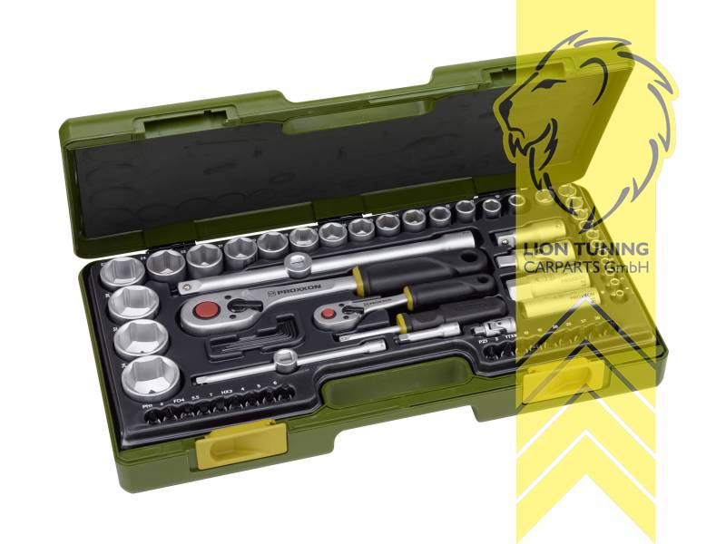 für 1/2 Zoll Vierkantantrieb (12,5 mm), für 1/4 Zoll Vierkantantrieb (6,3 mm), silber, 1/2 Zoll, 1/4 Zoll, Proxxon, Chrom-Vanadium-Stahl