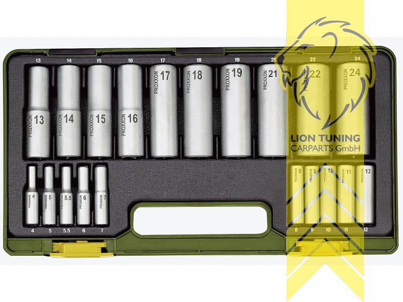 für 1/2 Zoll Vierkantantrieb (12,5 mm), für 1/4 Zoll Vierkantantrieb (6,3 mm), silber, 1/2 Zoll, 1/4 Zoll, Proxxon, Chrom-Vanadium-Stahl