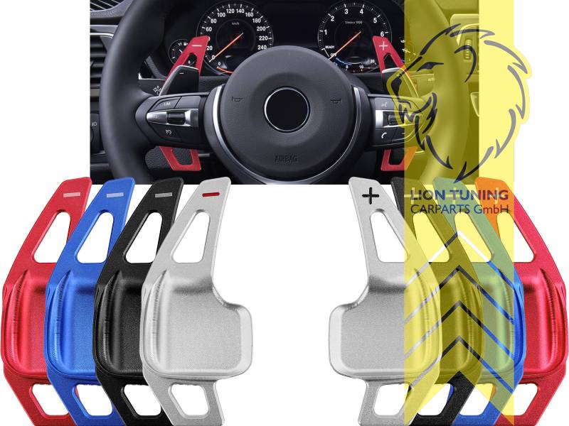 nur passend für original M Paket Lenkrad mit rundem Airbag, schwarz, Inklusive Klebepads, Aluminium