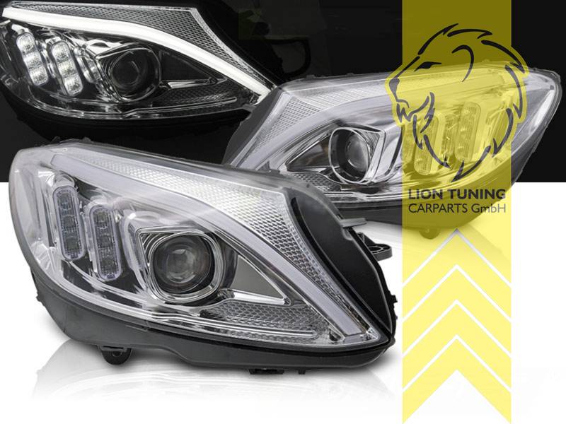 mit LED Blinker, Halogen, chrom, Abblendlicht und Fernlicht in einer Linse H9, elektrisch verstellbar - Stellmotor integriert, Eintragungsfrei / mit E-Prüfzeichen