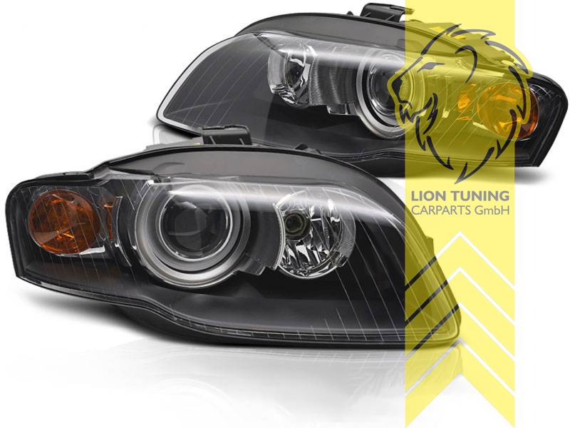 Xenon, HID, schwarz, für Fahrzeuge mit Original Xenon, mit Tagfahrlicht, Blinkerbirnen PY21W, Abblendlicht und Fernlicht in einer Linse D1S / Tagfahrlicht P21W, elektrisch verstellbar - Stellmotor integriert, Eintragungsfrei / mit E-Prüfzeichen