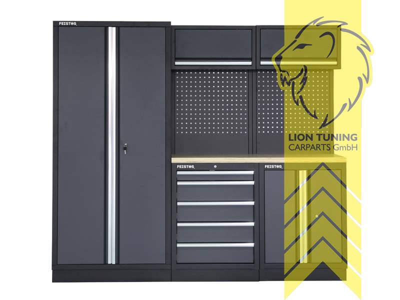 schwarz, grau, Stahl pulverbeschichtet, Holz