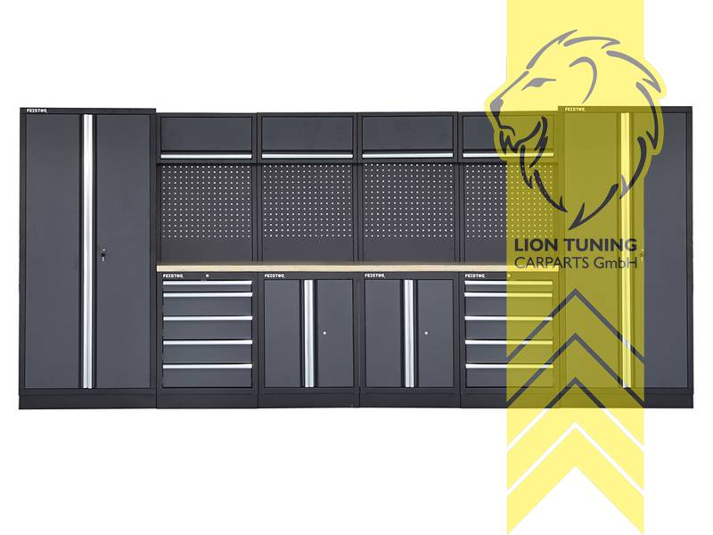 schwarz, grau, Stahl pulverbeschichtet, Holz