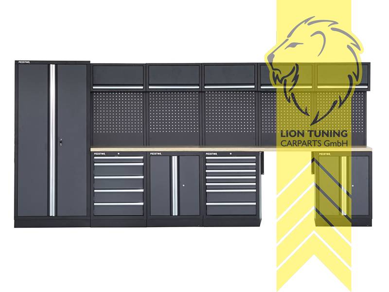 schwarz, grau, Stahl pulverbeschichtet, Holz