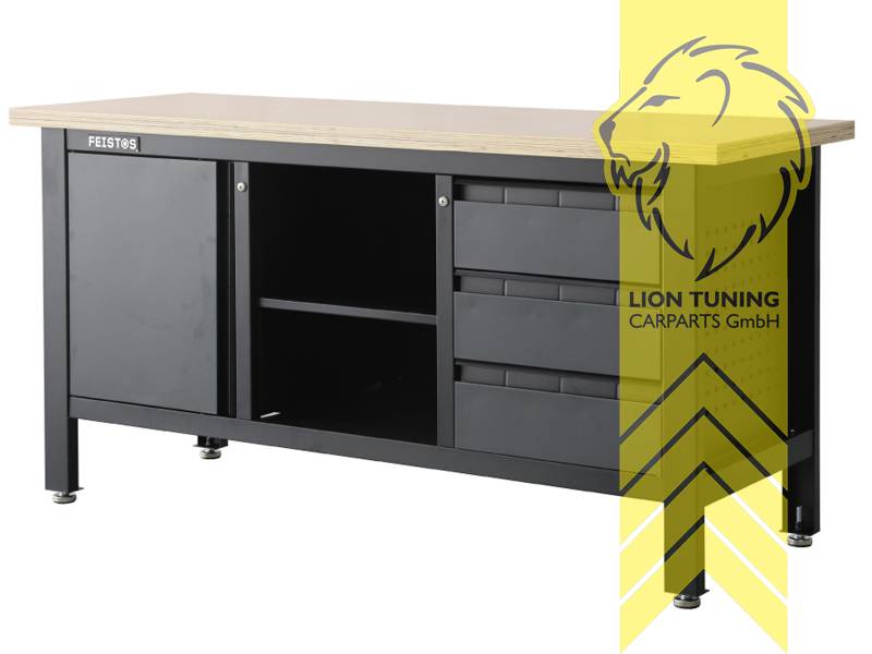 schwarz, grau, Stahl pulverbeschichtet, Holz