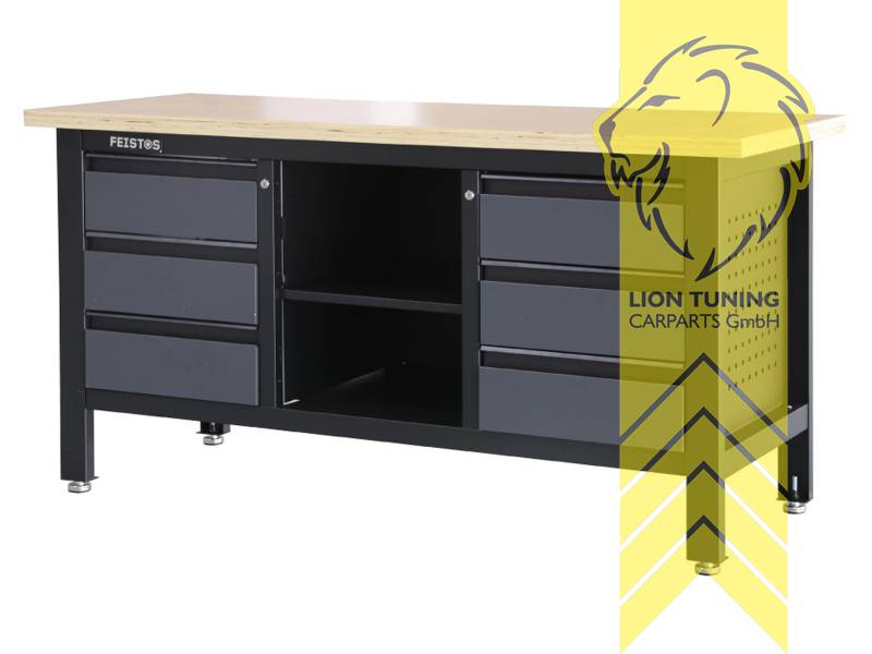 schwarz, grau, Stahl pulverbeschichtet, Holz