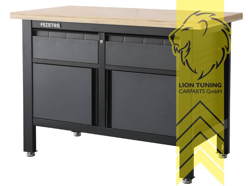 schwarz, grau, Stahl pulverbeschichtet, Holz