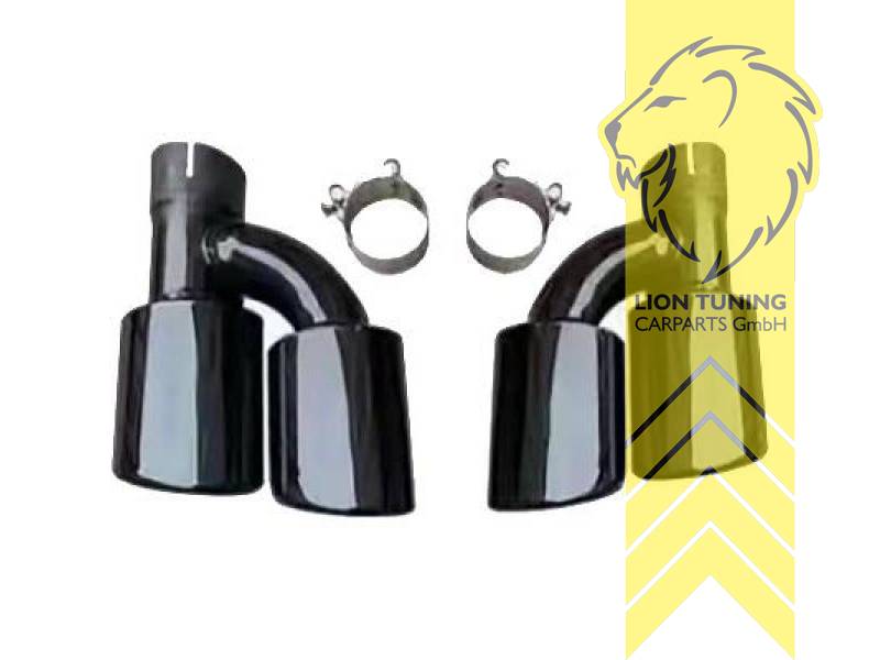 Endrohr duplex, schwarz glänzend, schwarz, Edelstahl