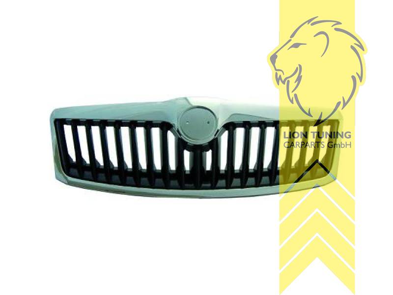 mit Emblemaufnahme, schwarz, chrom, mit Rahmen, ABS Kunststoff, Eintragungsfrei / als Ersatzteil verwendbar