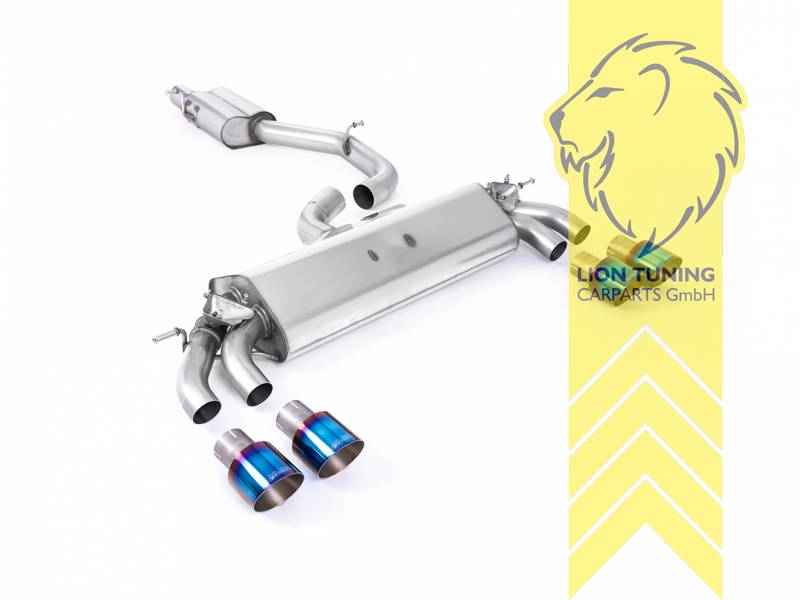 76 mm (3 Zoll), 2 x 100 mm, Endrohr duplex, 100 mm, Titan geflämmt, nur passend für Fahrzeuge mit OPF, Edelstahl, Eintragungsfrei / mit ABE