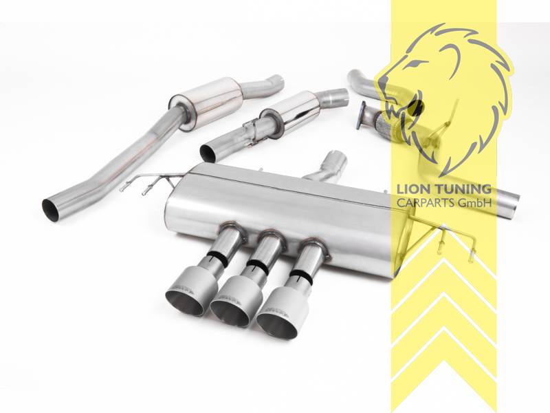 76 mm (3 Zoll), 3x100 mm, Endrohr dreifach, 100 mm, Titan, Edelstahl, Eintragungsfrei / mit ABE