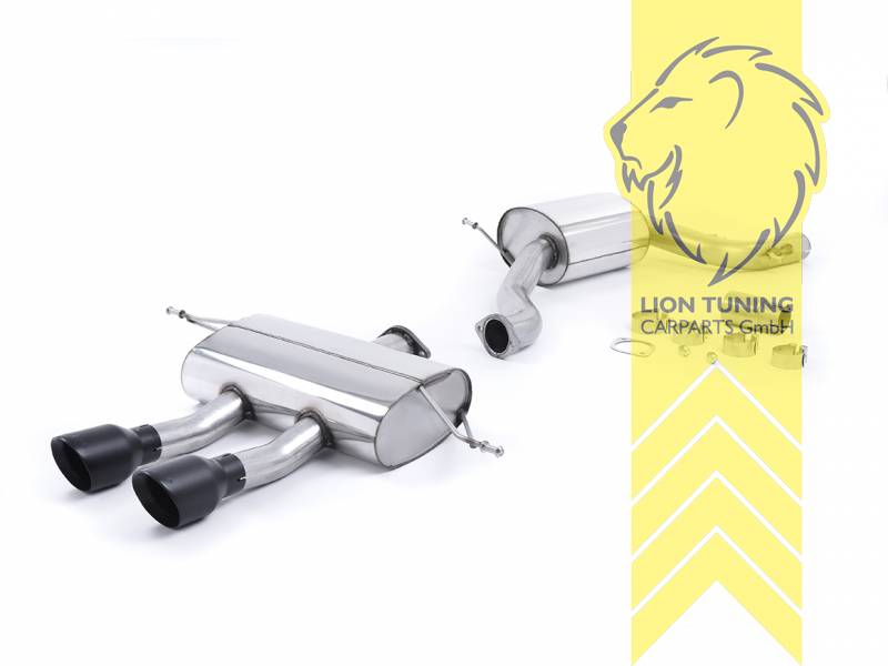 ECE Gutachten nur mit Einschränkungen gültig. Bitte vor der Bestellung Kontakt aufnehmen, 76 mm (3 Zoll), 2 x 100 mm, Endrohr doppel, 100 mm, Edelstahl schwarz lackiert (Cerakote), Edelstahl, Eintragungsfrei / mit ABE