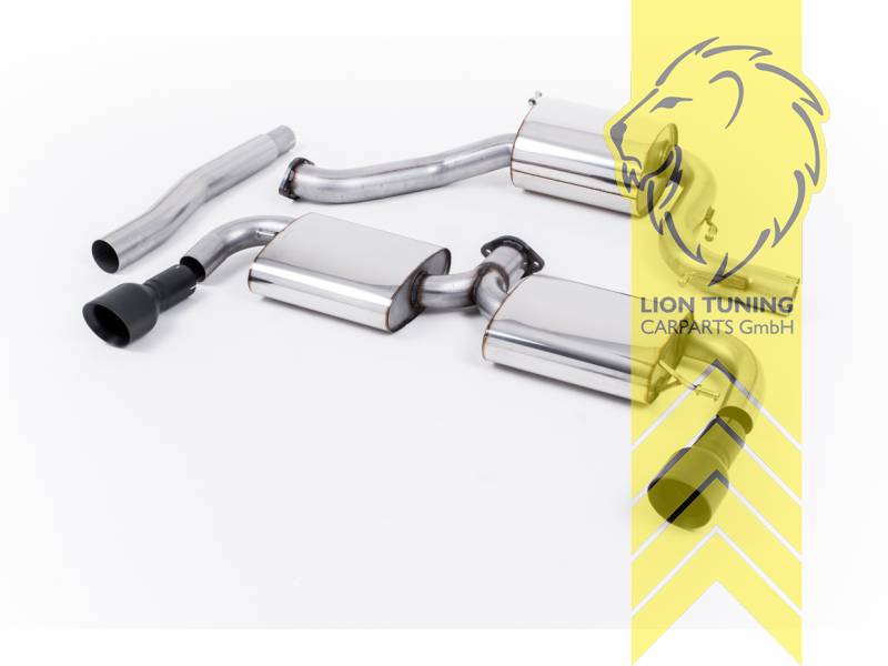 76 mm (3 Zoll), 1 x 100mm, Endrohr duplex, 100 mm, Edelstahl schwarz lackiert (Cerakote), Edelstahl, Eintragungsfrei / mit ABE