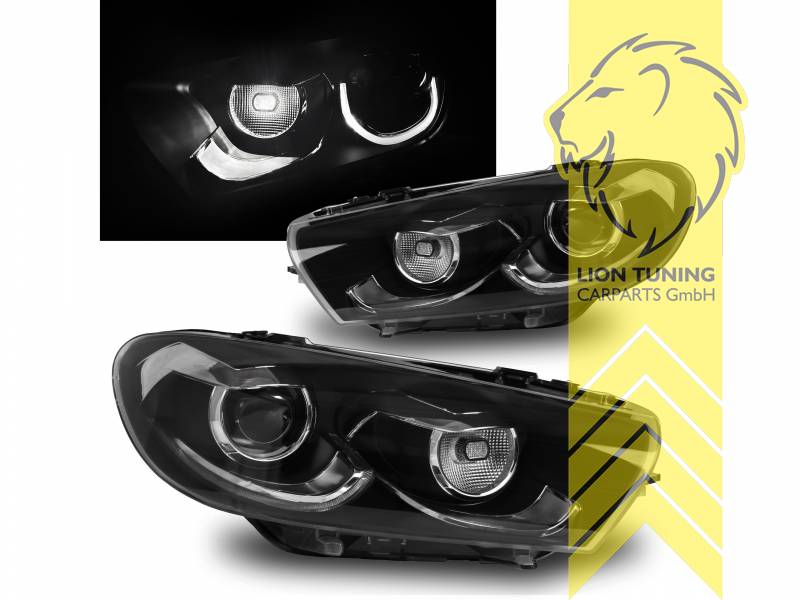 LED, dynamischer LED Blinker, schwarz, nur passend für Fahrzeuge mit original XENON und Kurvenlicht, Die Scheinwerfer verfügen wahlweise über Blinker oder Tagfahrlicht, der Blinker kann durch das beiliegende Adapterkabel aktiviert werden., LED Abblendlicht / LED Fernlicht, elektrisch verstellbar - Stellmotor integriert, Eintragungsfrei / mit E-Prüfzeichen, Eintragungsfrei / mit R87 Zulassung als Tagfahrlicht