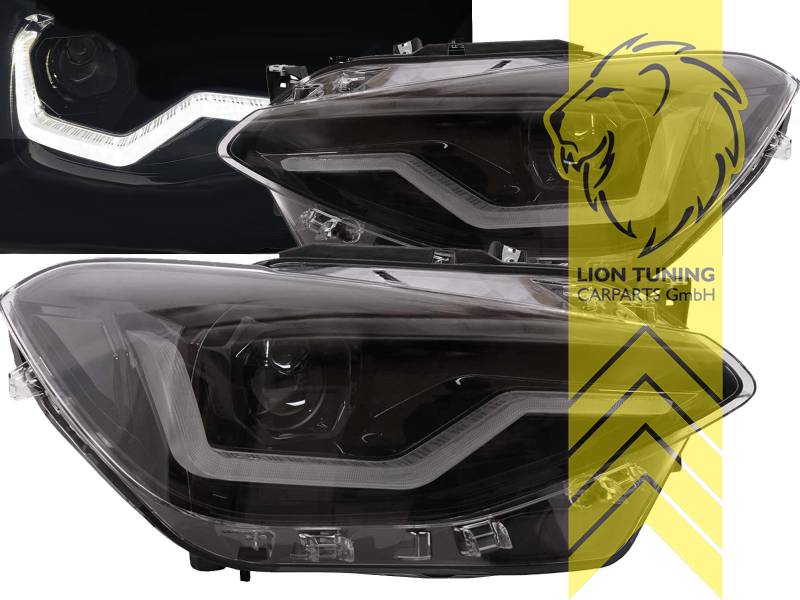 mit LED Blinker, LED, schwarz, nur passend für Fahrzeuge mit original XENON Scheinwerfern, LED Abblendlicht / LED Fernlicht, elektrisch verstellbar - Stellmotor integriert, Eintragungsfrei / mit E-Prüfzeichen