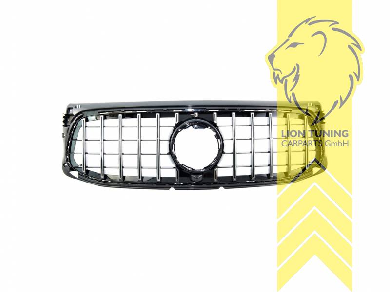 Original Mercedes Emblem wird übernommen, chrom, schwarz, nur passend für AMG Line Stoßstange, ABS Kunststoff, Eintragungsfrei / als Ersatzteil verwendbar