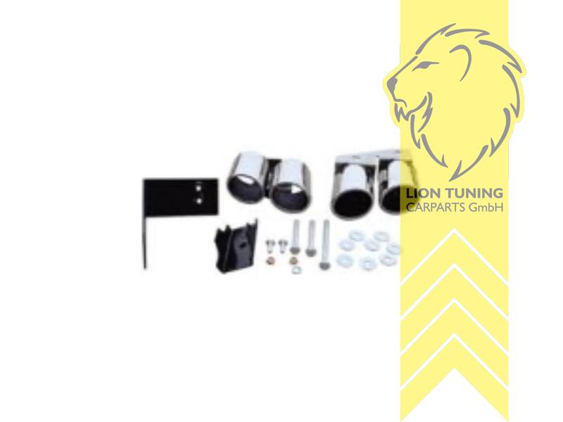 nur für 4 Rohr Diffusor passend, Endrohr duplex, chrom, Rund, Edelstahl