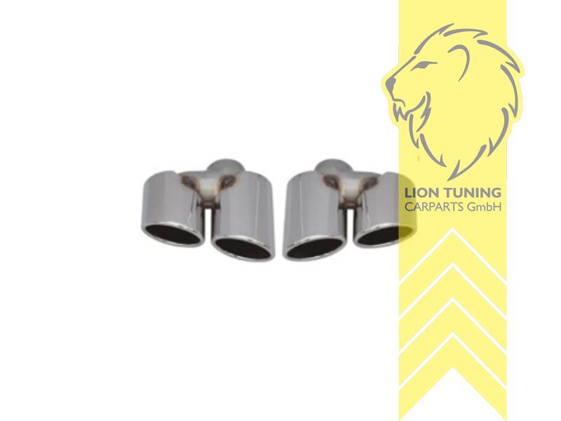 nur für 4 Rohr Diffusor passend, Endrohr duplex, chrom, Rund, Edelstahl