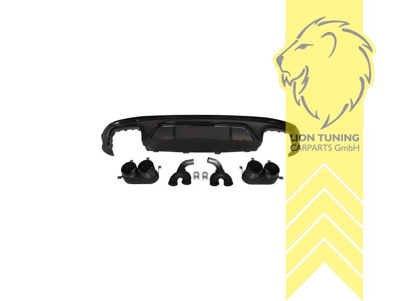 links und rechts, schwarz glänzend, nur passend für S-Line Stoßstange, ABS Kunststoff, Eintragungsfrei / als Ersatzteil verwendbar